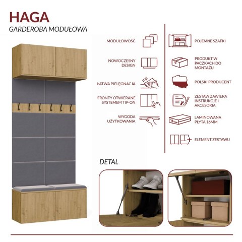 Garderoba Podwójny Wieszak HAGA II/2W DĄB ARTISAN