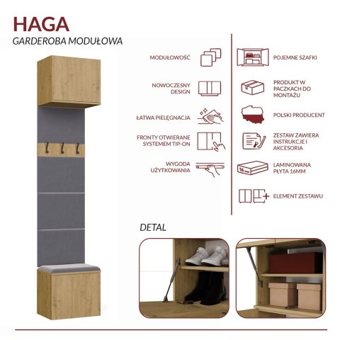 Garderoba Wieszak HAGA 1W DĄB ARTISAN