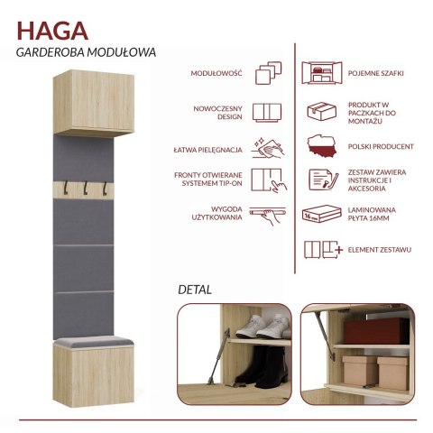 Garderoba Wieszak HAGA 1W DĄB SONOMA