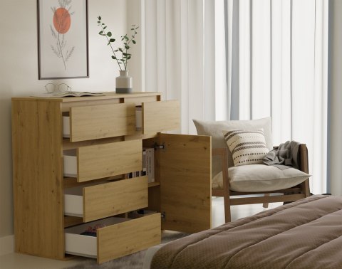 KOMODA 1D5S Szafka 1 Drzwi 5 Szuflad Do Salonu Sypialni Pokoju DĄB ARTISAN