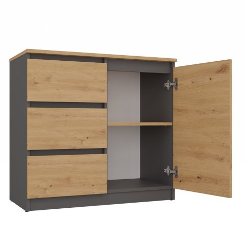 Komoda Malwa 1D3S/BA ANTRACYT DĄB ARTISAN