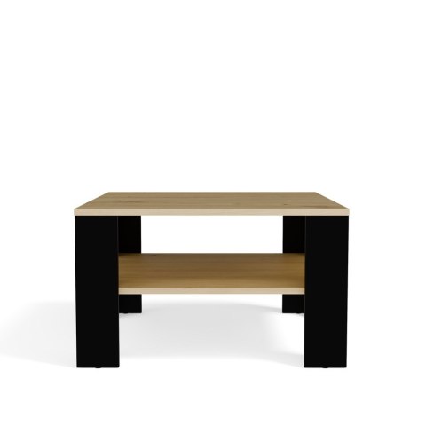 Stolik Kawowy Z Półką Pod Blatem SQUARE DĄB ARTISAN CZARNY Ława Do Salonu Pokoju