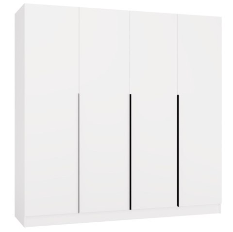Szafa SENSO 4D 200 CM 4 Drzwi Czarne Uchwyty Do Salonu Sypialni BIEL