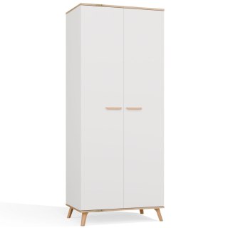 Szafa Ubraniowa OLYMPO 2D BIAŁA DĄB ARTISAN 80 Cm Drążek 2 Drzwi Sypialnia