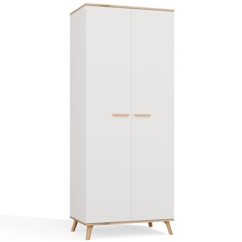 Szafa Ubraniowa OLYMPO 2D BIAŁA DĄB ARTISAN 80 Cm Drążek 2 Drzwi Sypialnia