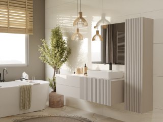 SZAFKA POD UMYWALKĘ TIGO 1D2S KASZMIR 140 CM 2 SZUFLADY RYFLOWANY FRONT WISZĄCA