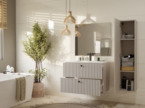 SZAFKA POD UMYWALKĘ TIGO 80 2S KASZMIR 2 SZUFLADY RYFLOWANY FRONT WISZĄCA
