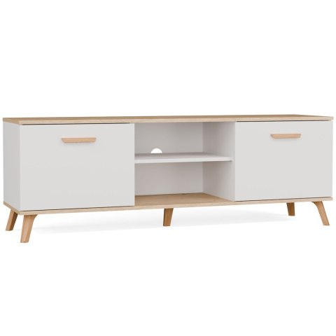 Szafka RTV OLYMPO 150 BIAŁA DĄB ARTISAN 150 CM Stolik Pod TV Telewizor