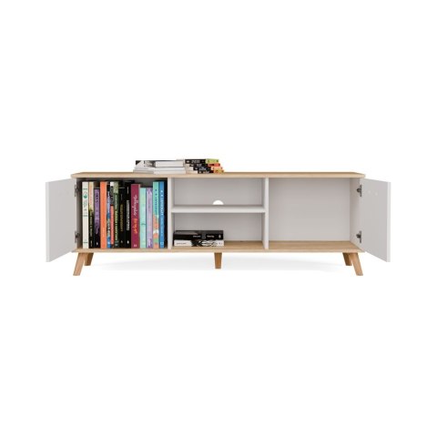Szafka RTV OLYMPO 150 BIAŁA DĄB ARTISAN 150 CM Stolik Pod TV Telewizor