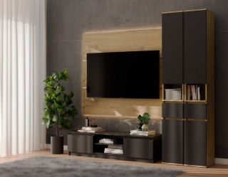 Szafka Słupek LIOR 2D1S DĄB ARTISAN / CZERŃ Regał z Szufladą Do Pokoju Biura