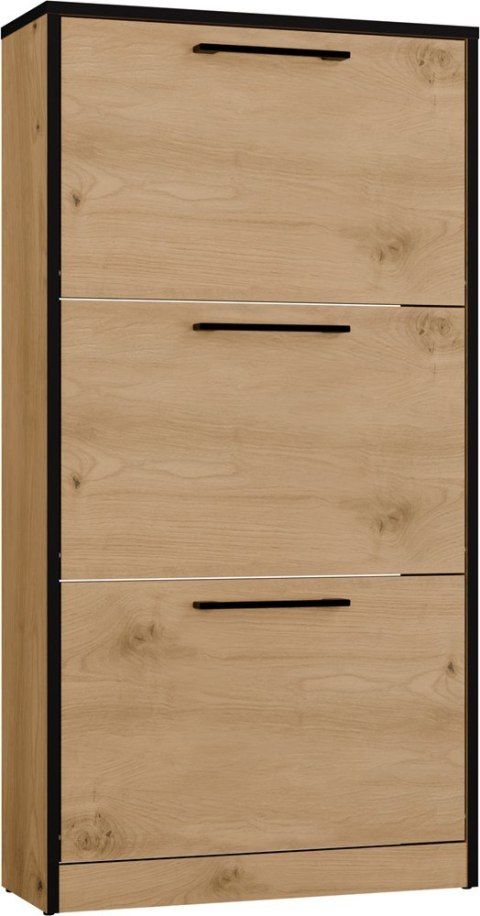 Szafka na obuwie Paula DĄB ARTISAN / CZARNE OBRZEŻA 3 Drzwi do Przedpokoju