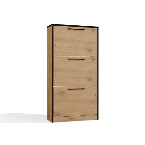 Szafka na obuwie Paula DĄB ARTISAN / CZARNE OBRZEŻA 3 Drzwi do Przedpokoju