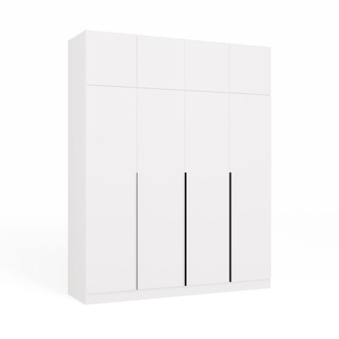 SZAFA SENSO 4D z Nadstawką Wysoka BIEL Drzwi Czarne uchwyty 250x200 Cm