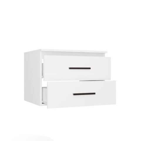 SZAFKA Pod Umywalkę NEL 60 UC BIAŁA Uchwyty CZARNE Wisząca 2 Szuflady 60 Cm
